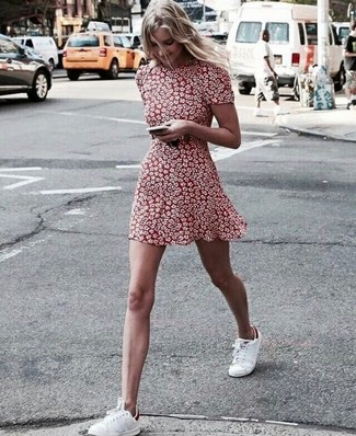 Red Dress with White Sneakers Summer 