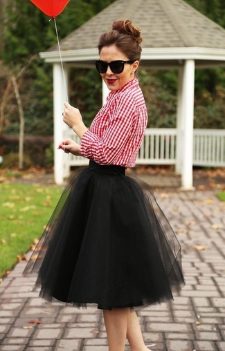 Tulle Overlay Skirt Black