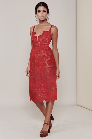 New York Poppy Lace Midi Dress