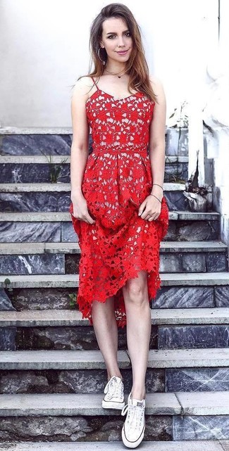 New York Poppy Lace Midi Dress
