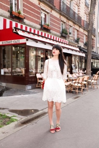 White Lace Skater Dress Outfits: 