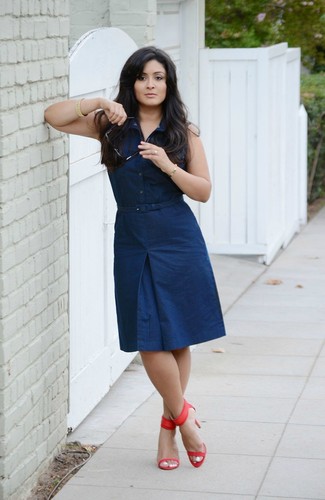 Navy Shirtdress Outfits: 