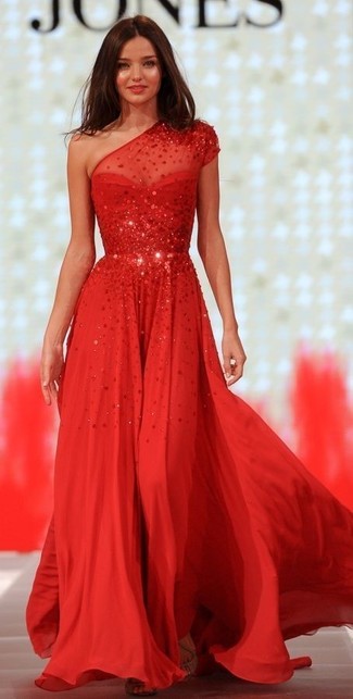 Red Sequin Evening Dress Outfits: For a look that's sophisticated and absolutely fashion magazine cover-worthy, choose a red sequin evening dress.