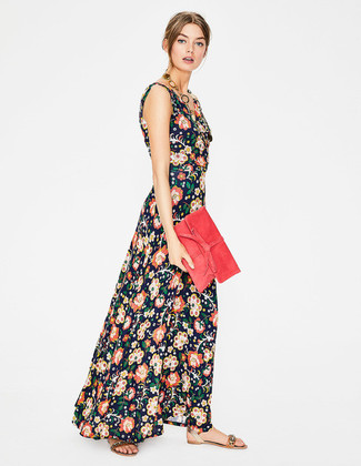 Navy Floral Maxi Dress Outfits: 