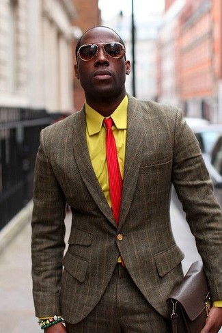 Yellow Long Sleeve Shirt with Suit Outfits: 