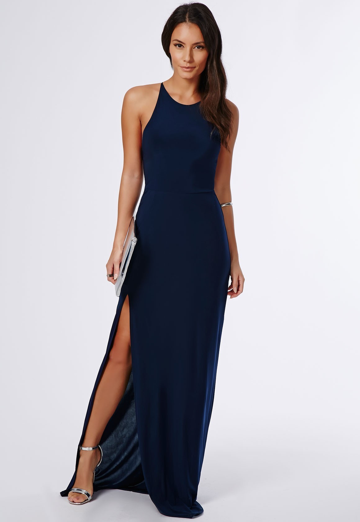 Navy slit outlet dress