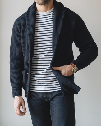 Michl Kors Double Breasted Cotton And Wool Cardigan
