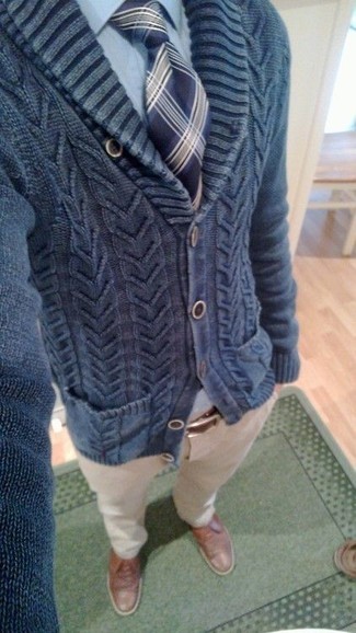 Ribbed Cotton Shawl Collar Cardigan Sweater