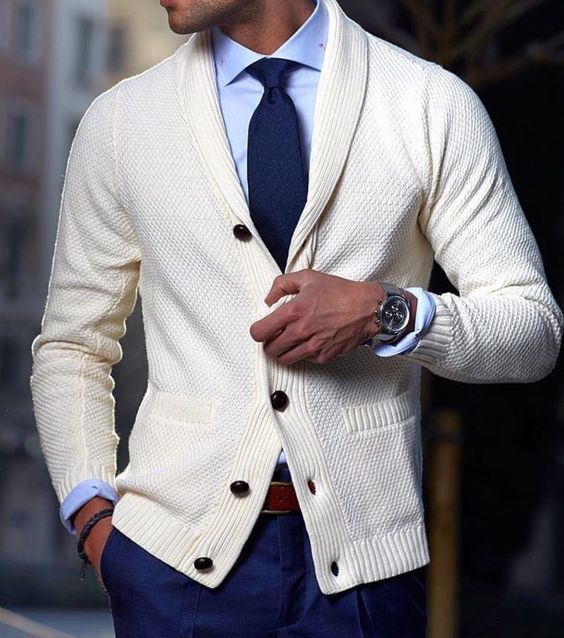 cardigan and dress shirt