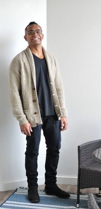 Todd Duncan Cashmere Cable Knit Shawl Cardigan