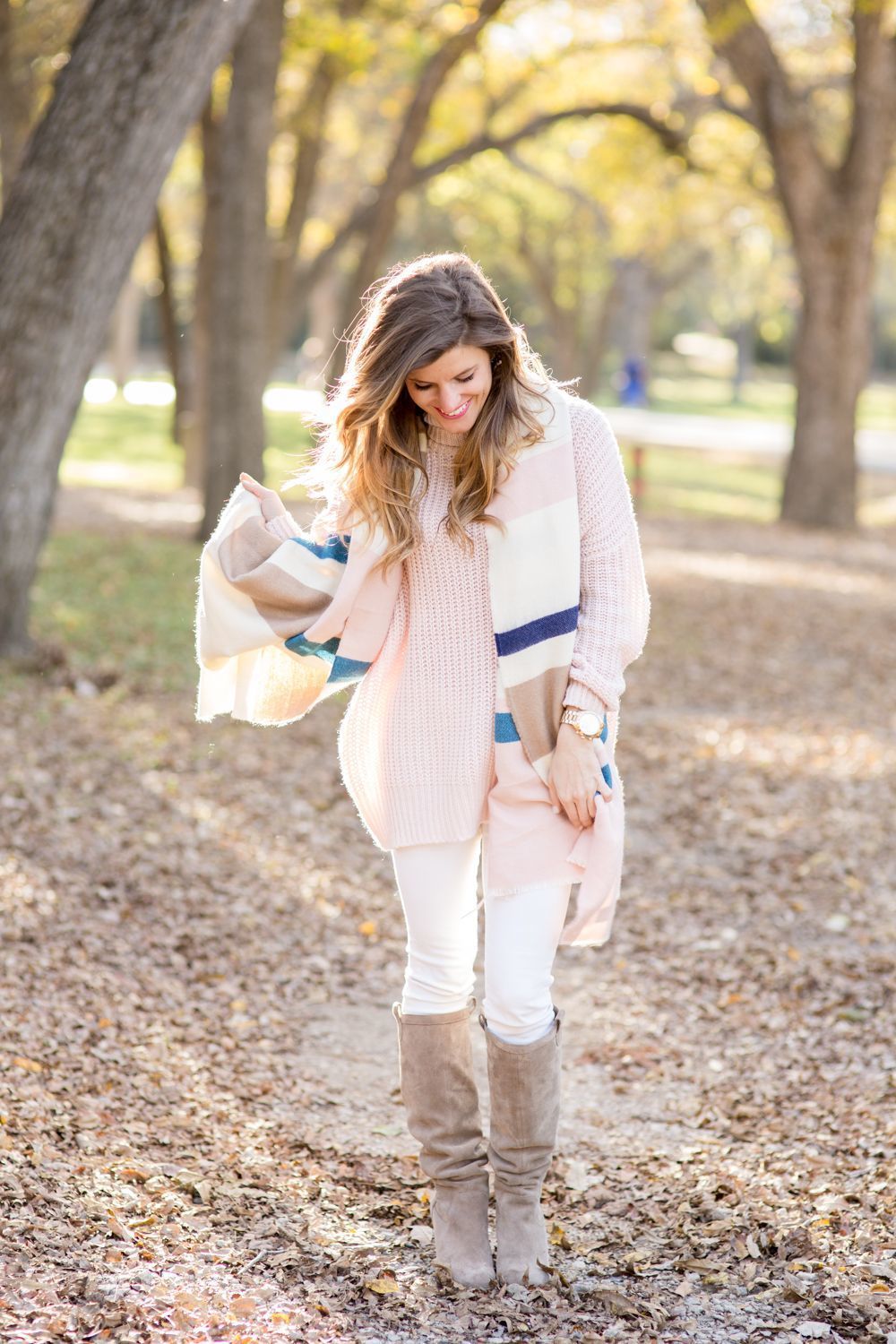 Women s Multi colored Horizontal Striped Shawl Pink Knit