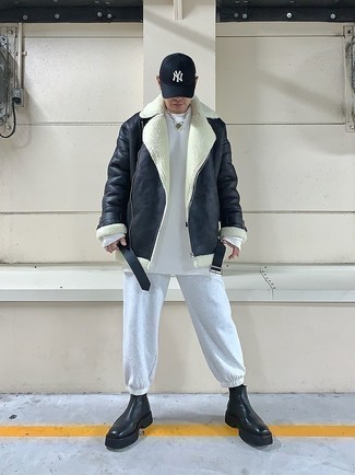Black Off White Shearling Keith Jacket
