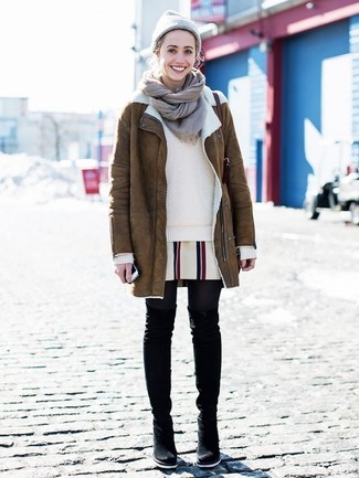 Brown Shearling Coat Outfits For Women: 