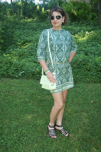 Tropical Print Dress Green