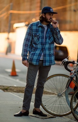Tall Harrington In Checked Cord With Borg Collar