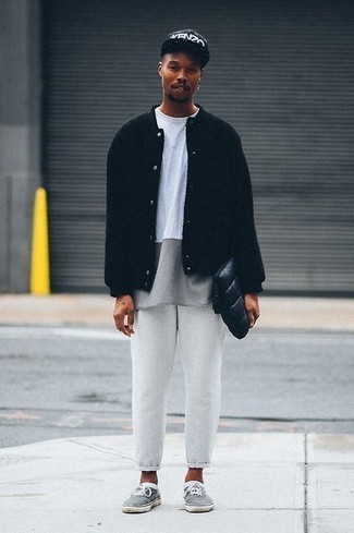 White No Show Socks Outfits For Men: A black fleece shirt jacket and white no show socks are a wonderful combination to have in your casual routine. A pair of grey canvas low top sneakers easily amps up the fashion factor of this outfit.