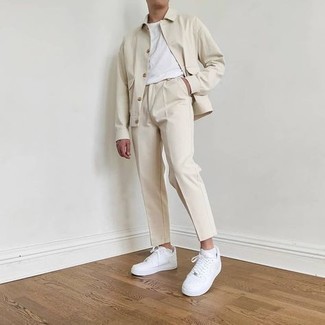 Off White Wool Buttoned Shirt Jacket