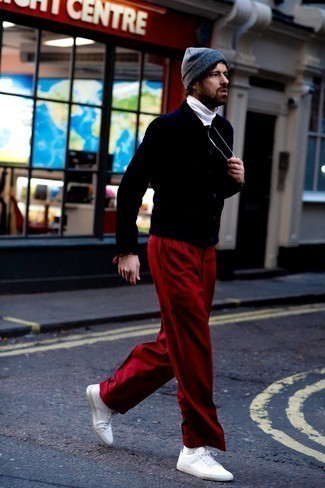 Red Faded Twill Chino Trousers
