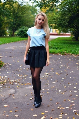 Women's Red Varsity Jacket, White Turtleneck, Black Pleated Mini Skirt ...