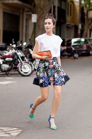 Floral Print Skater Skirt