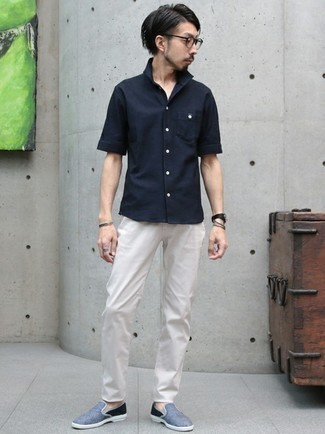 Brand Smart Shirt In Short Sleeve In Cotton