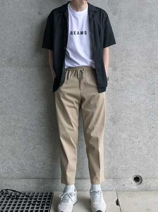 Double Pocket Woven Short Sleeve Shirt Black