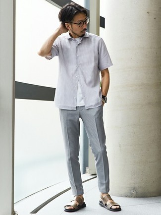 Big Tall Melange Linen Blend Short Sleeve Shirt B And T Neutral