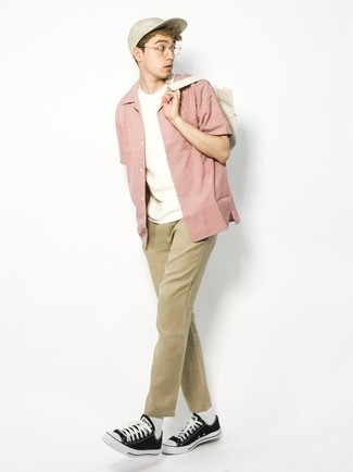 Homme Light Pink Short Sleeve Shirt