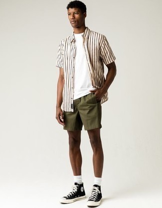 Striped Short Sleeve Cotton Shirt