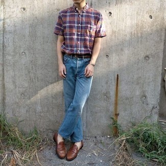 Distressed Checked Short Sleeved Shirt