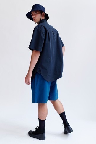 Brand Shirt In Short Sleeve With Jersey Back Panel