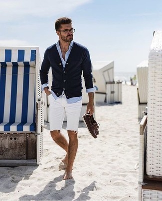 Navy Cardigan Summer Outfits For Men: 