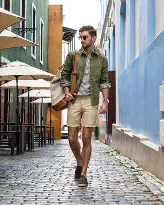 Charcoal Canvas Espadrilles Outfits For Men: 