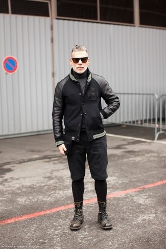 Charcoal Leather Casual Boots Outfits For Men After 50: 