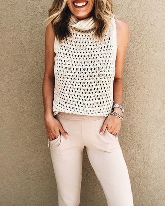 White Knit Sleeveless Top Outfits: 