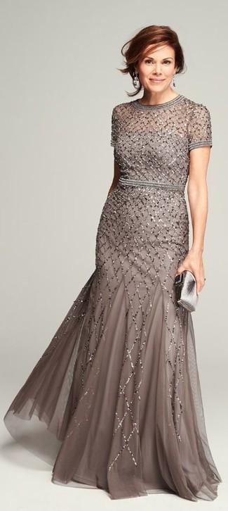 Brown Embellished Evening Dress Outfits: 