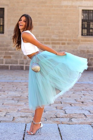 Light Blue Tulle Full Skirt Outfits: 