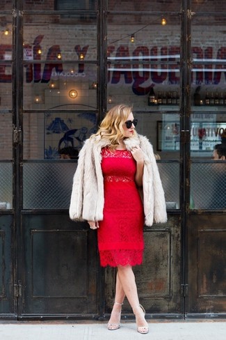 Red Sheath Dress Chill Weather Outfits: 