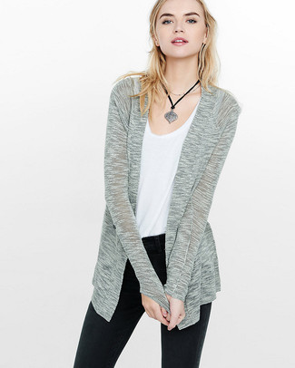 Grey Open Cardigan Outfits For Women: 