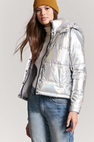 Pleat Back Quilted Down Sparkle Knit Jacket