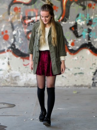Burgundy Velvet Skater Skirt Outfits: 