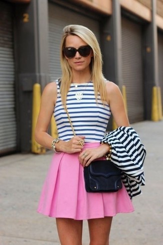 Pink Skater Skirt Outfits: 