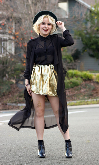 Gold Skater Skirt Outfits: 