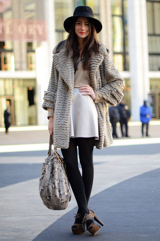 White Skater Skirt Cold Weather Outfits: 