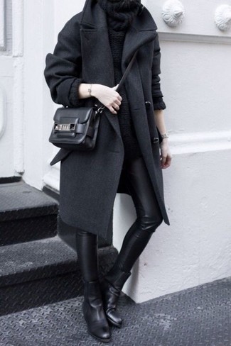 Black Leather Chelsea Boots Outfits For Women: 