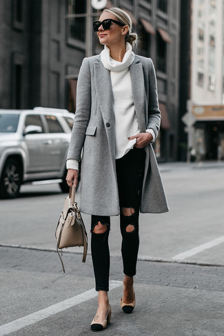 Grey Coat Casual Outfits For Women: 