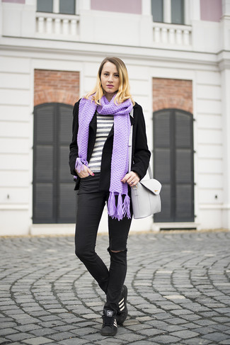 Purple Scarf Outfits For Women: 