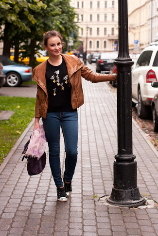 Black Embellished Crew-neck Sweater Outfits For Women: 