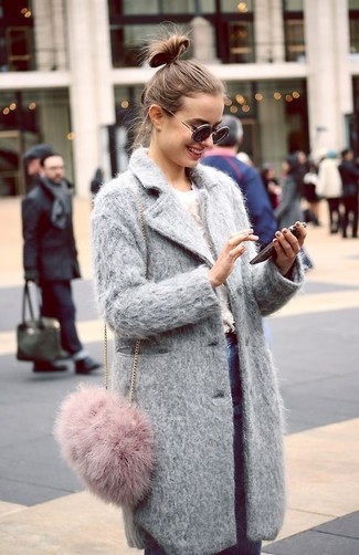 Pink Fur Crossbody Bag Outfits: 