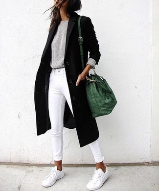Dark Green Leather Bucket Bag Outfits: 